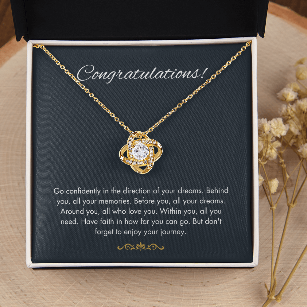 Congratulations Gift - ''Follow Your Dreams'' Love Knot Necklace