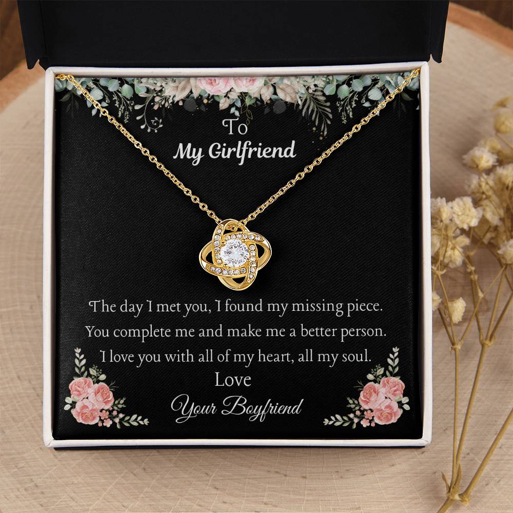 To My Girlfriend - "I Found My Missing Piece" Love Knot Necklace