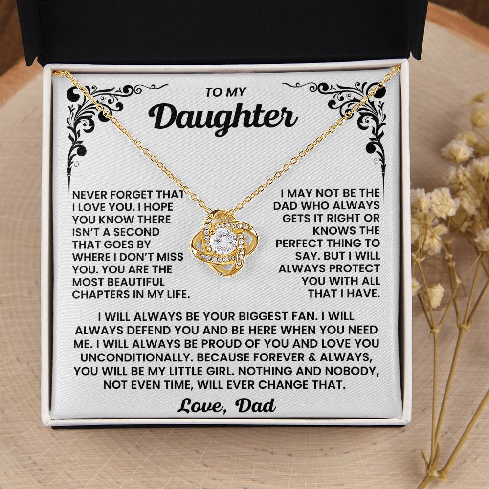 To My Daughter – “Forever My Little Girl” Love Knot Necklace