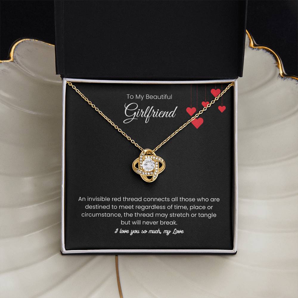 To My Beautiful Girlfriend - "The Red Thread of Fate" Love Knot Necklace