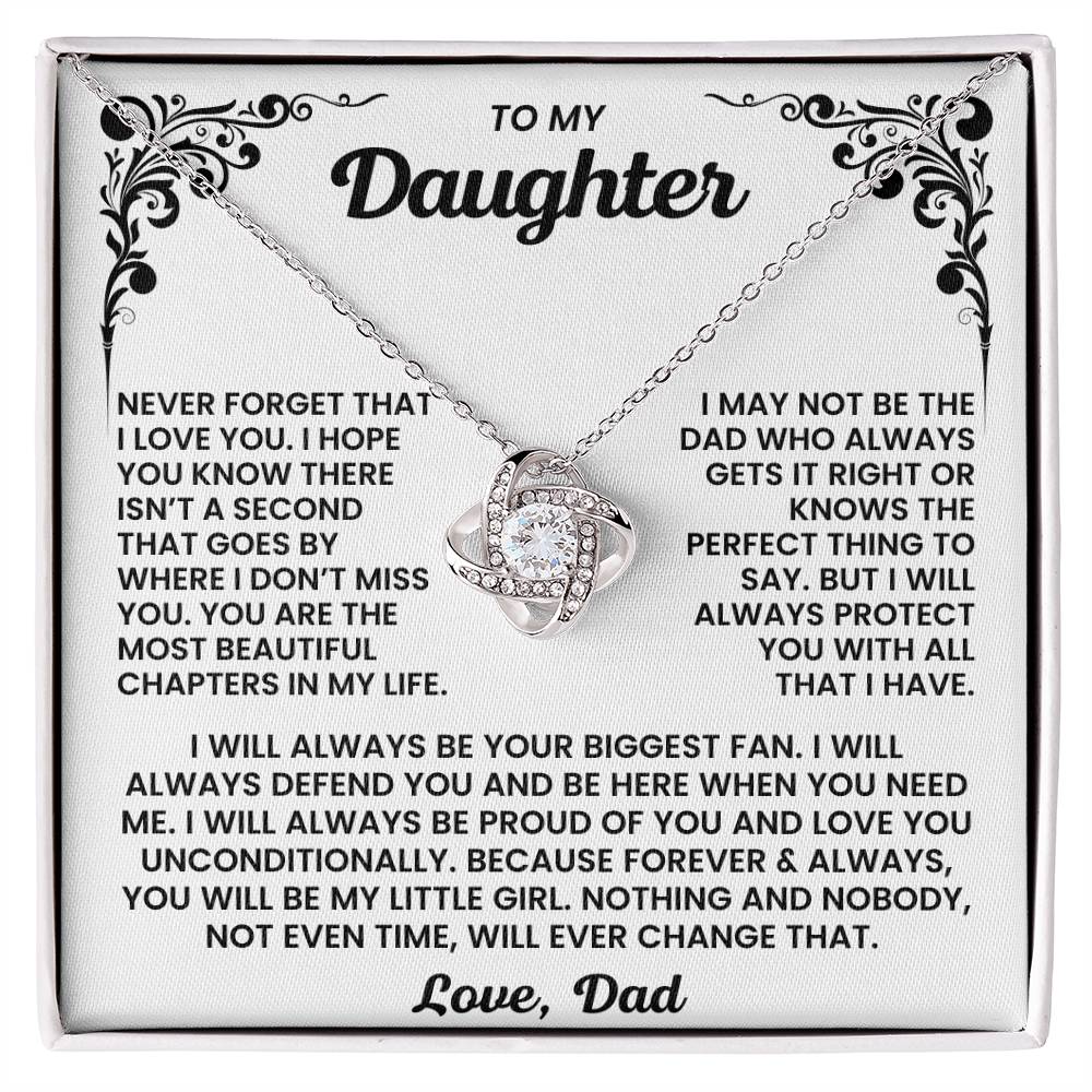 To My Daughter – “Forever My Little Girl” Love Knot Necklace
