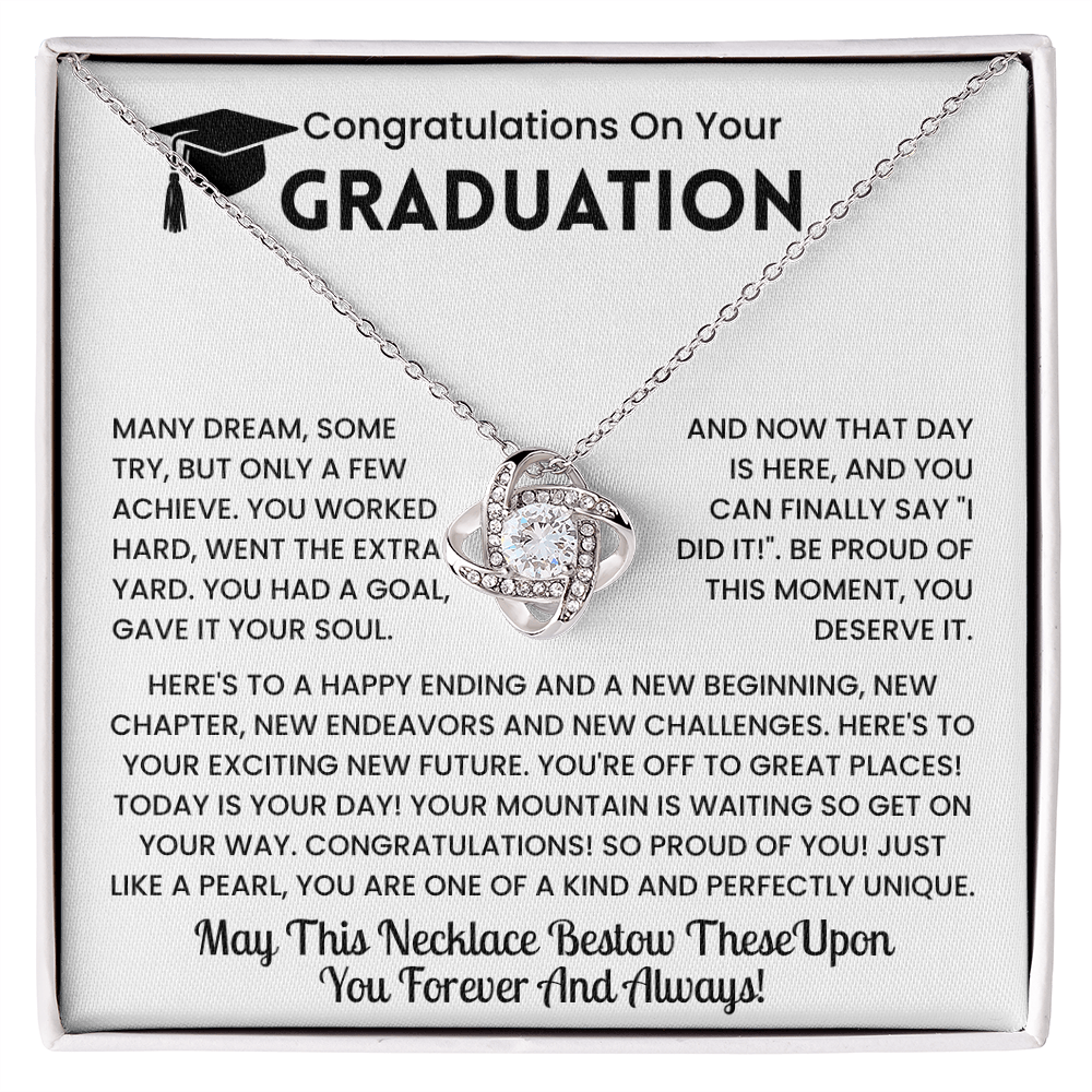 Congratulations Graduation Gift - ''A New Beginning'' Love Knot Necklace