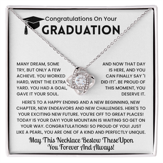 Congratulations Graduation Gift - ''A New Beginning'' Love Knot Necklace