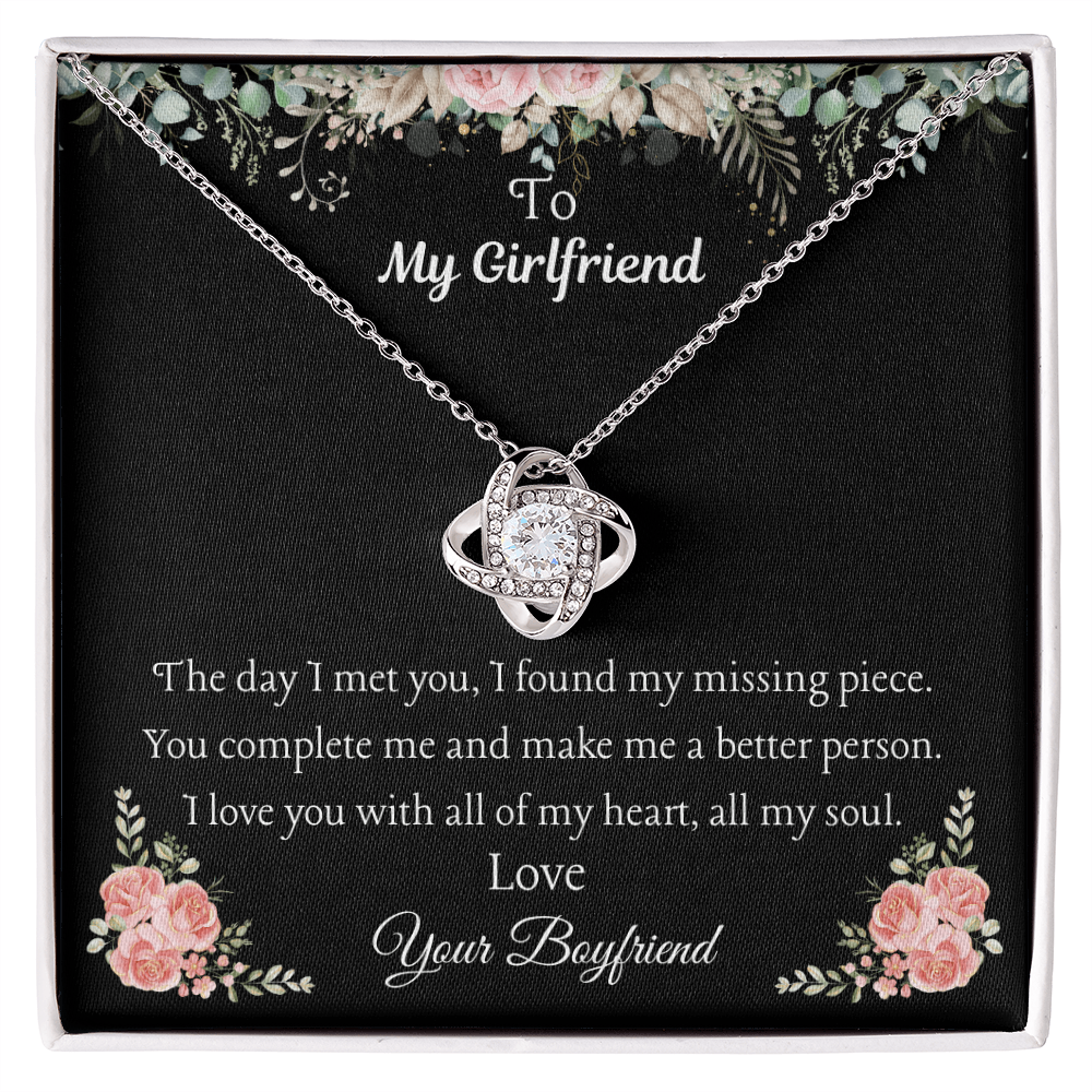 To My Girlfriend - "I Found My Missing Piece" Love Knot Necklace