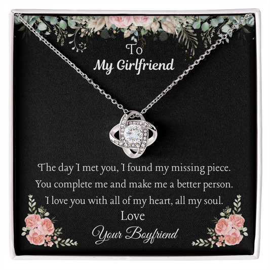 To My Girlfriend - "I Found My Missing Piece" Love Knot Necklace