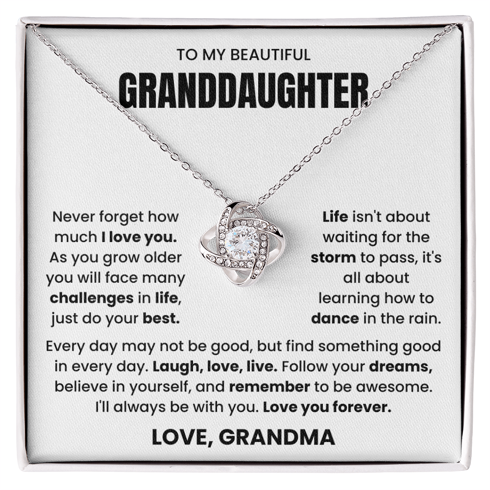 To My Granddaughter - "Love You Forever" Love Knot Necklace