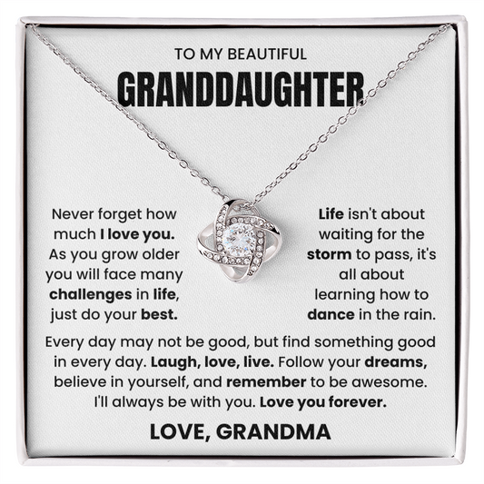 To My Granddaughter - "Love You Forever" Love Knot Necklace