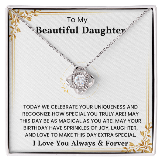 To My Daughter – “You Are So Kind & Strong” Love Knot Necklace