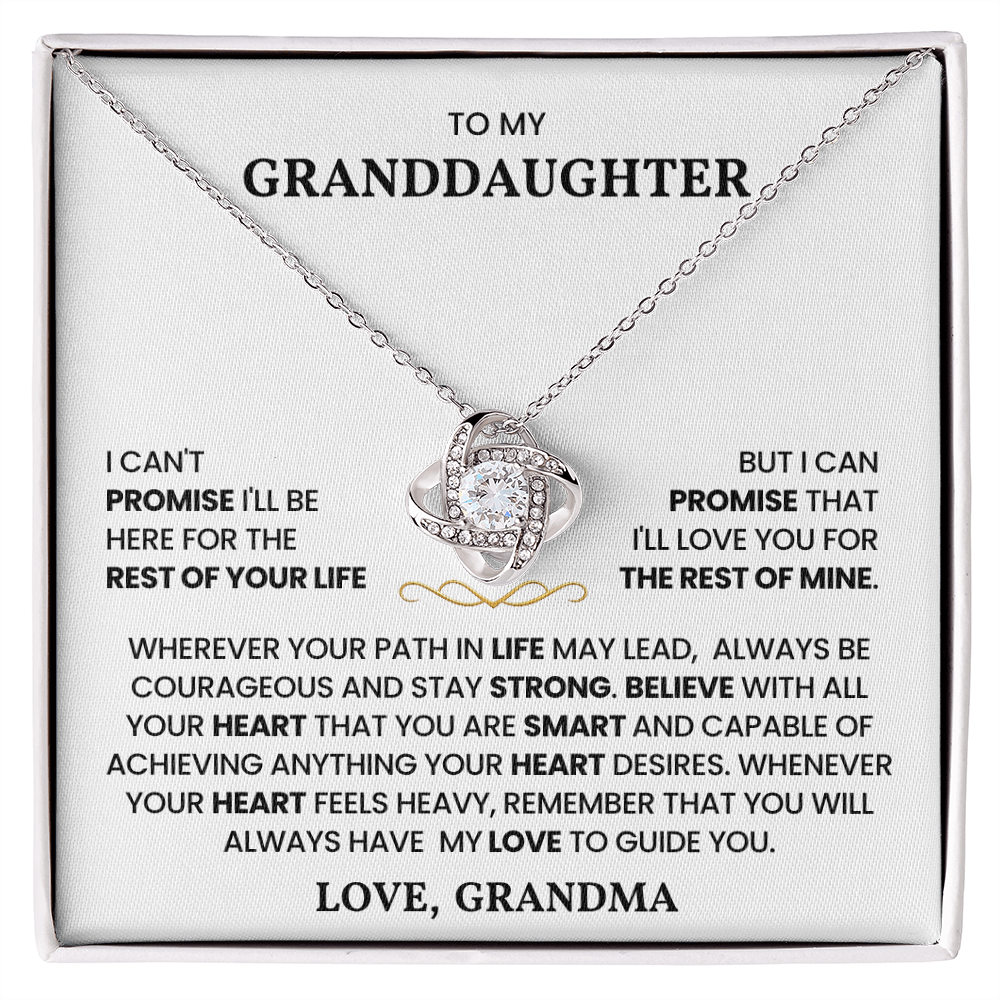 To My Granddaughter - "Always Be Strong" Love Knot Necklace