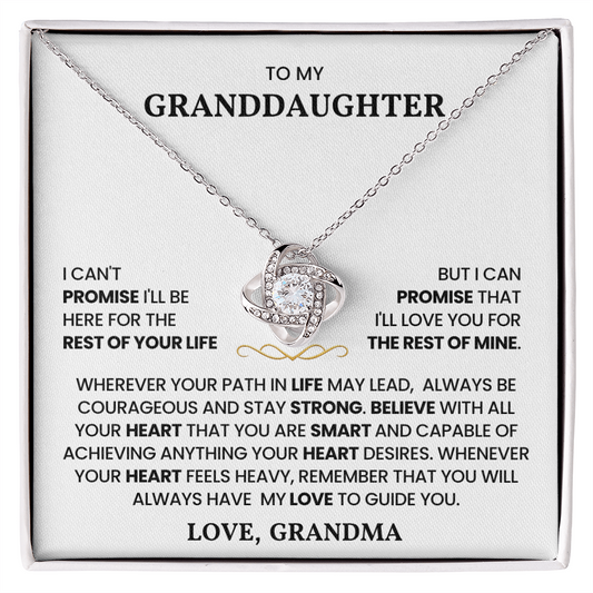 To My Granddaughter - "Always Be Strong" Love Knot Necklace