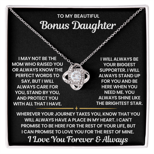 To My Beautiful Bonus Daughter “Brightest Star” Heartfelt Necklace Gift