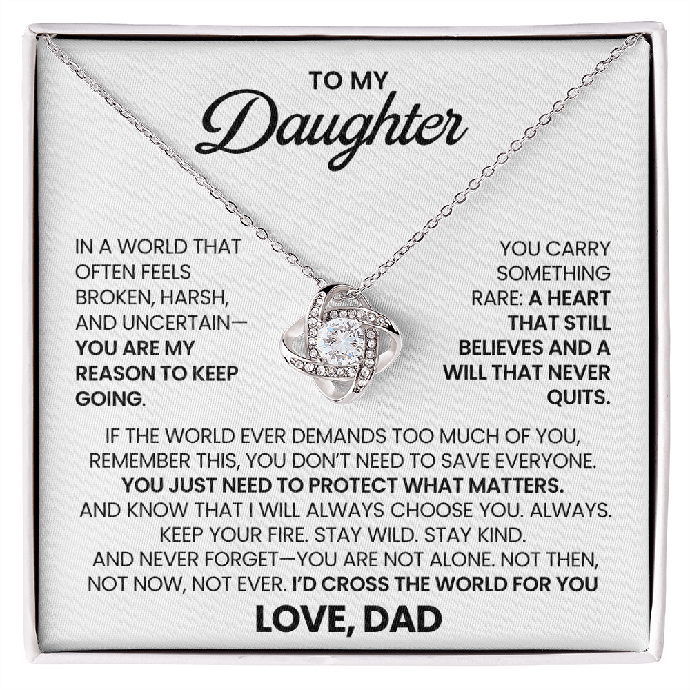 To My Daughter - "Stay Wild, Stay Kind" Love Knot Necklace