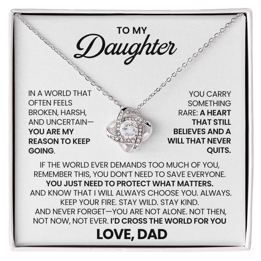 To My Daughter - "Stay Wild, Stay Kind" Love Knot Necklace