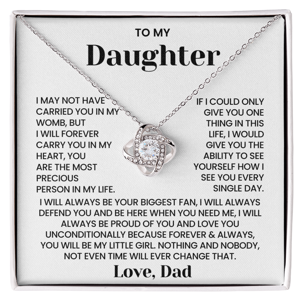 To My Daughter - "Forever Carry You In My Heart" Love Knot Necklace