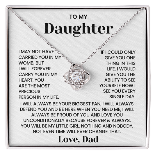 To My Daughter - "Forever Carry You In My Heart" Love Knot Necklace