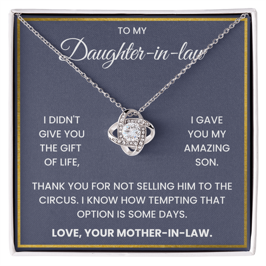 To My Daughter-in-law: Heartfelt & Humorous Gift Necklace