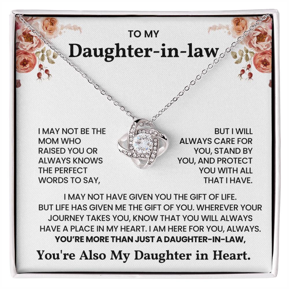 To My Daughter-in-Law – "I will always care for you" Love Knot Necklace