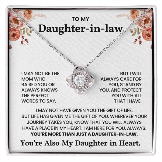 To My Daughter-in-Law – "I will always care for you" Love Knot Necklace