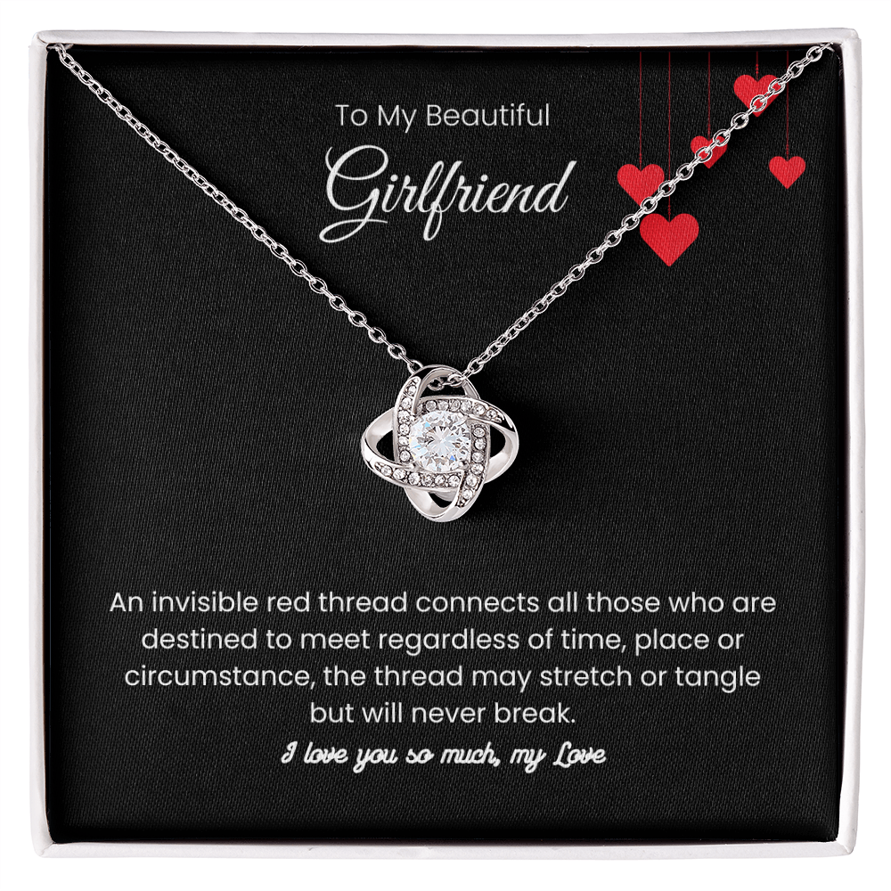 To My Beautiful Girlfriend - "The Red Thread of Fate" Love Knot Necklace