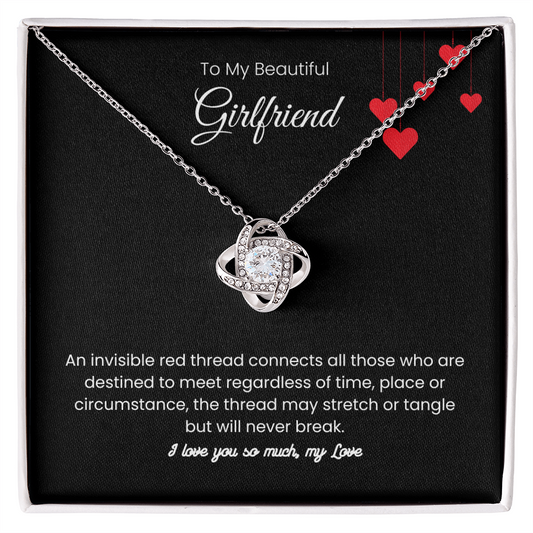 To My Beautiful Girlfriend - "The Red Thread of Fate" Love Knot Necklace
