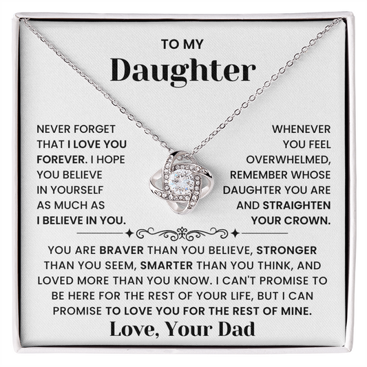 To My Daughter-"Straighten Your Crown" Love Knot Necklace