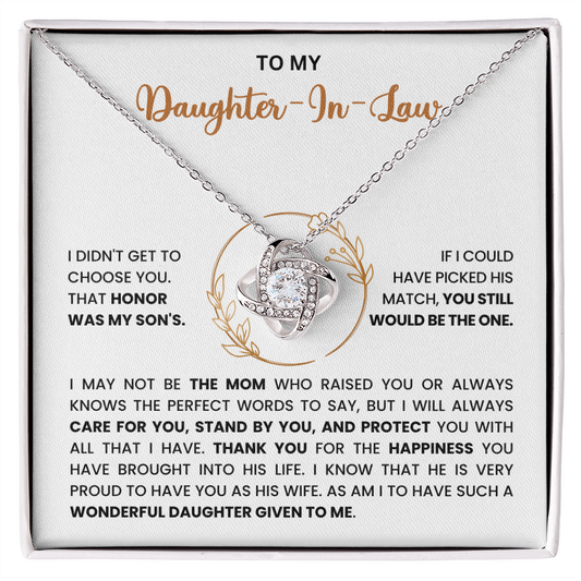 To My Daughter-in-Law – “You Still Would Be The One” Love Knot Necklace