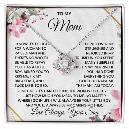 To My Mom – “Forever Your Son” Love Knot Necklace