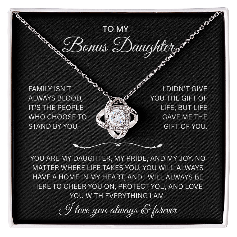 To My Bonus Daughter “Always & Forever Loved” Heartfelt Necklace