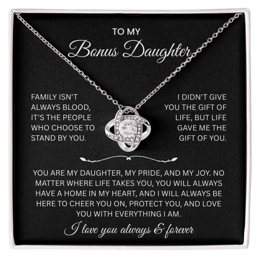 To My Bonus Daughter “Always & Forever Loved” Heartfelt Necklace