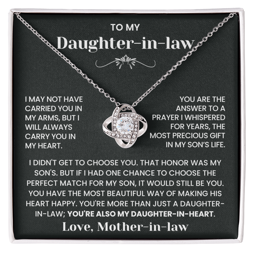 To My Daughter-in-Law – “Daughter-in-Heart” Love Knot Necklace