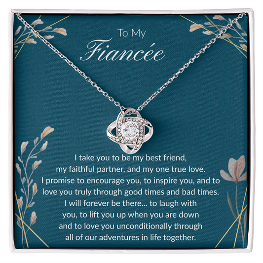 To My Fiancee - "My One True Love" Love Knot Necklace