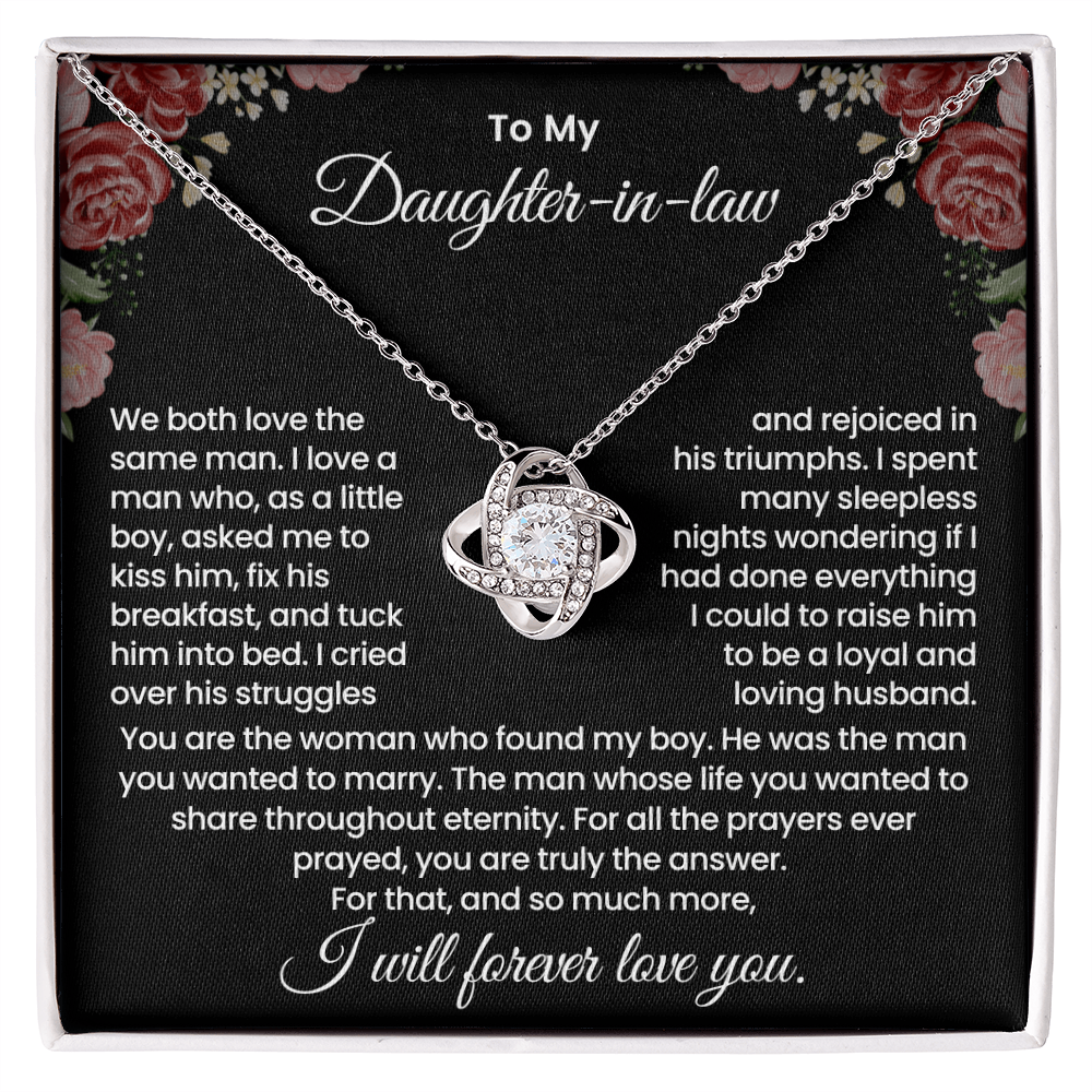 To My Daughter-in-law – "The Woman Who Loves My Son" Love Knot Necklace