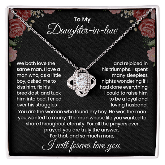 To My Daughter-in-law – "The Woman Who Loves My Son" Love Knot Necklace