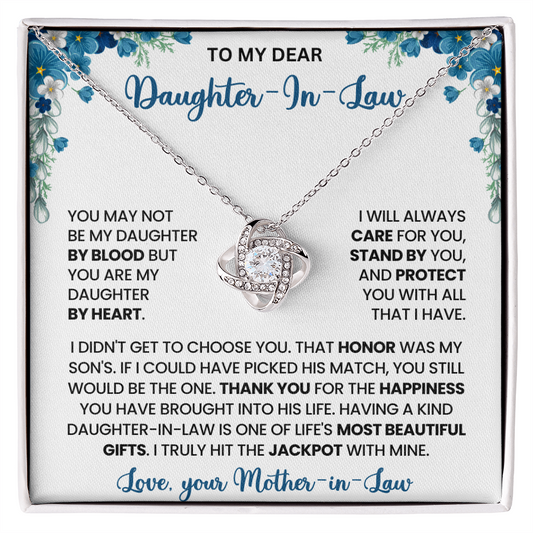 To My Daughter-in-Law – “Daughter by Heart” Love Knot Necklace