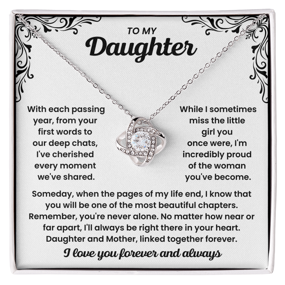 To My Daughter - "I Love You Forever And Always" Love Knot Necklace