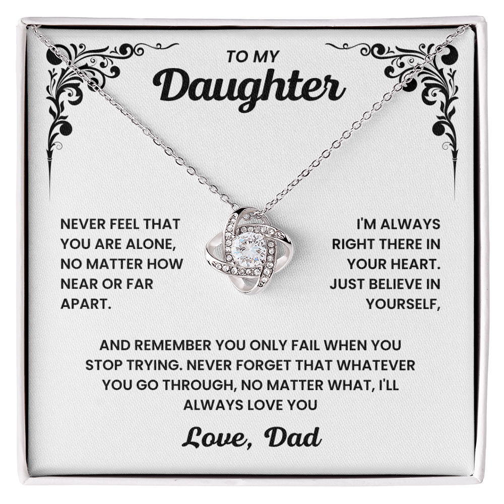 To My Daughter – “Never Alone” Love Knot Necklace
