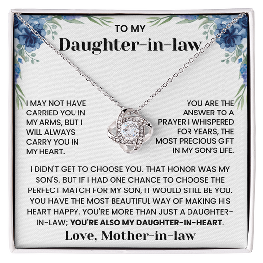 To My Daughter-in-law - "Answer to a Prayer" Love Knot Necklace