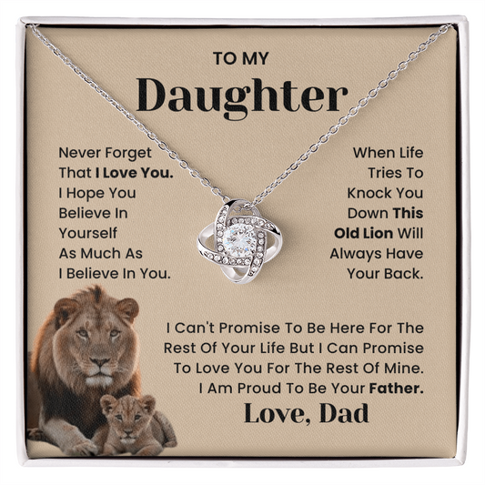 To My Daughter-"I'll Always Have Your Back" Love Knot Necklace