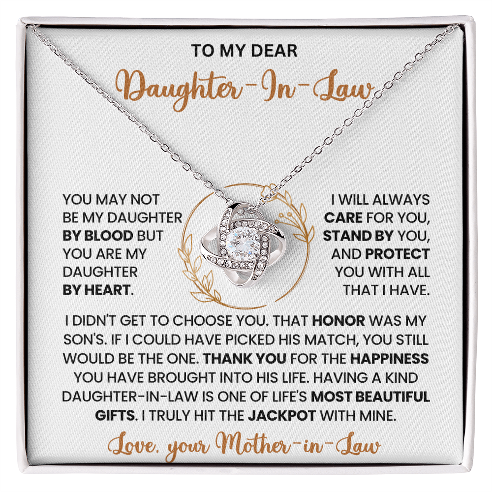 To My Daughter-in-Law – "One Of Life's Most Beautiful Gifts" Love Knot Necklace