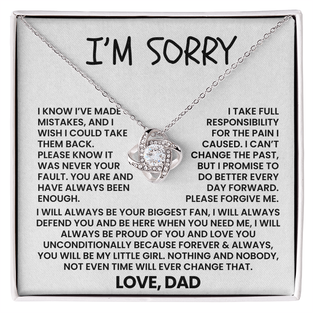 To My Daughter - "I'm Sorry, Please Forgive Me" Love Knot Necklace