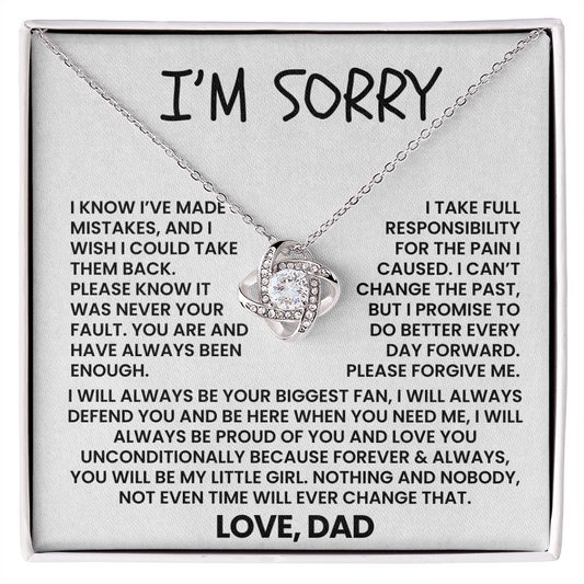 To My Daughter - "I'm Sorry, Please Forgive Me" Love Knot Necklace