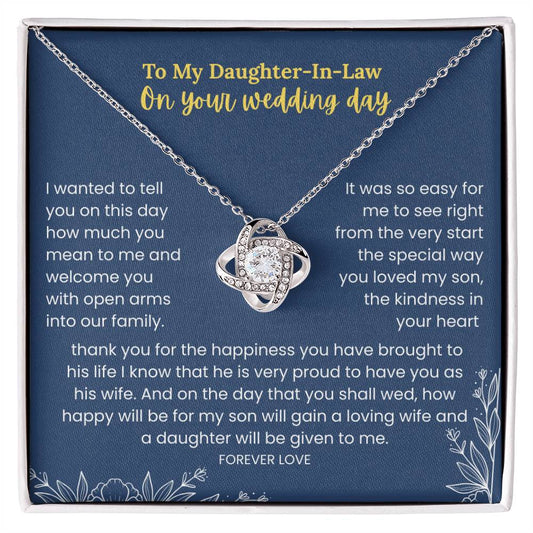 To My Daughter-In-Law - "On Your Wedding Day" Love Knot Necklace