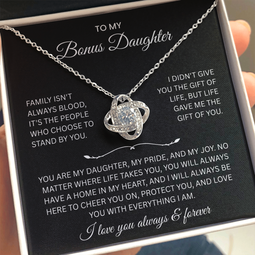 To My Bonus Daughter “Always & Forever Loved” Heartfelt Necklace