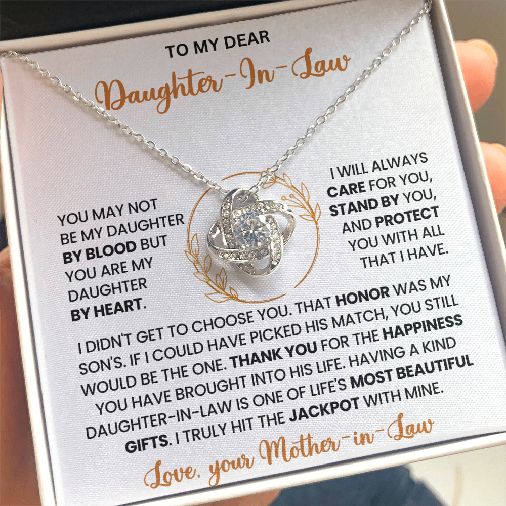 To My Daughter-in-Law – "One Of Life's Most Beautiful Gifts" Love Knot Necklace