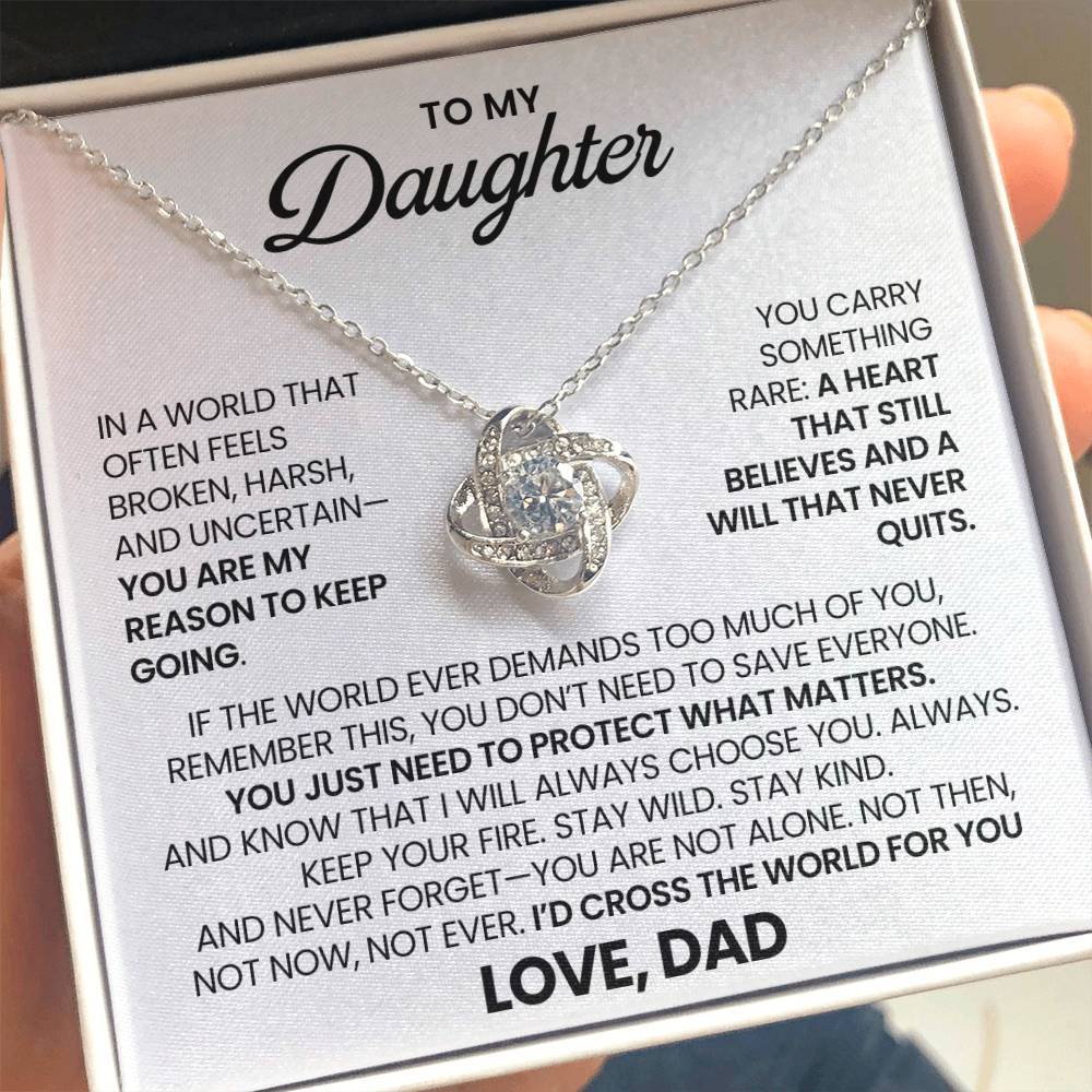 To My Daughter - "Stay Wild, Stay Kind" Love Knot Necklace