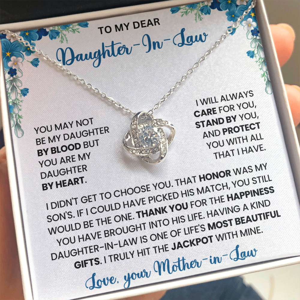 To My Daughter-in-Law – “Daughter by Heart” Love Knot Necklace