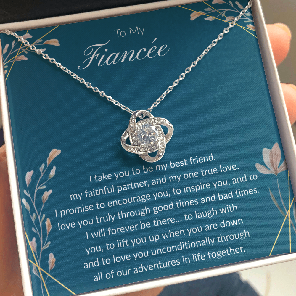 To My Fiancee - "My One True Love" Love Knot Necklace