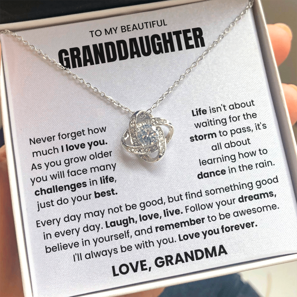 To My Granddaughter - "Love You Forever" Love Knot Necklace