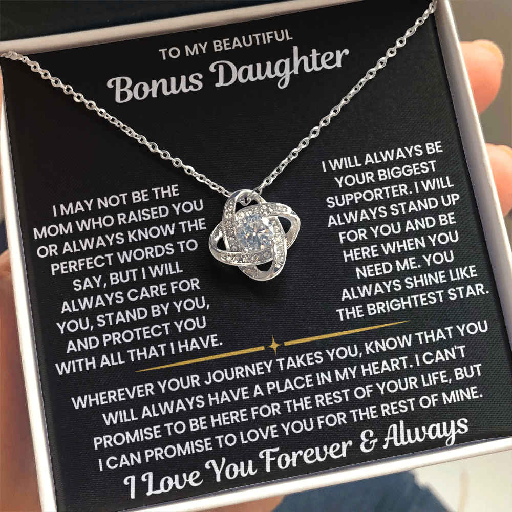To My Beautiful Bonus Daughter “Brightest Star” Heartfelt Necklace Gift