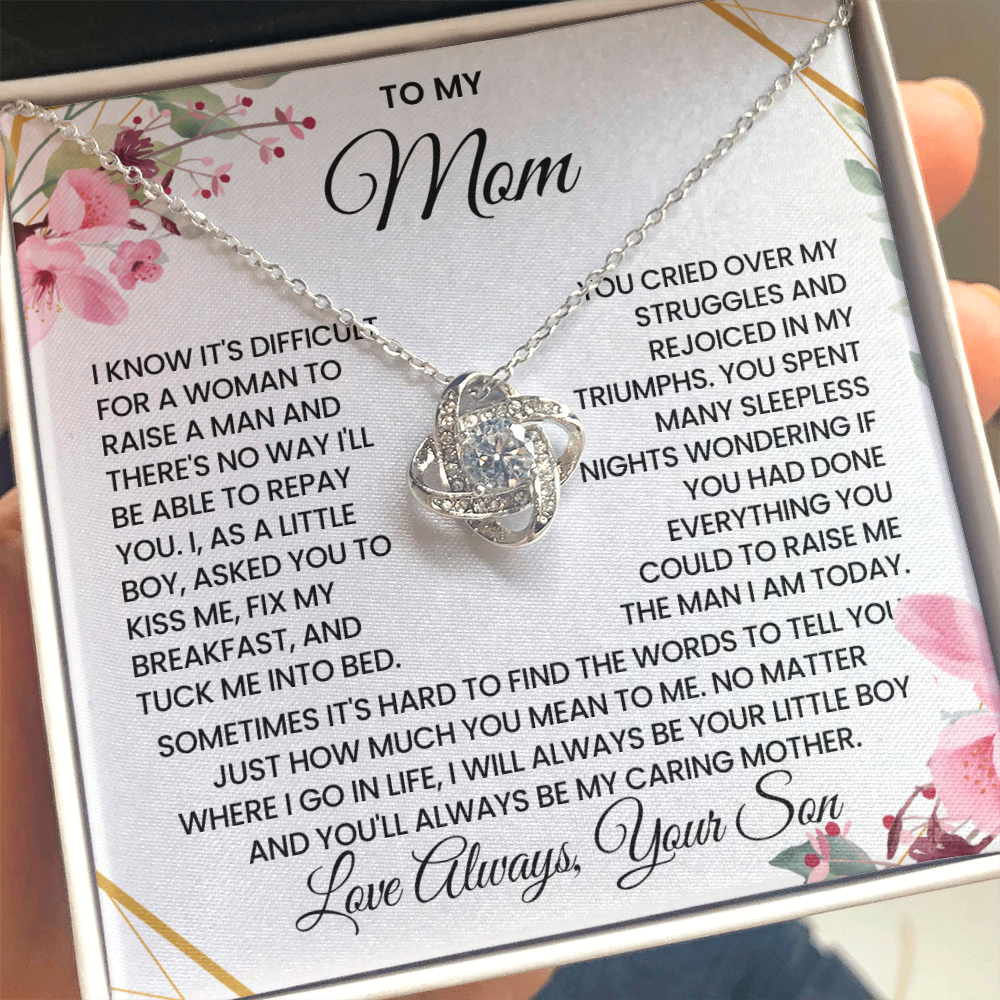 To My Mom – “Forever Your Son” Love Knot Necklace